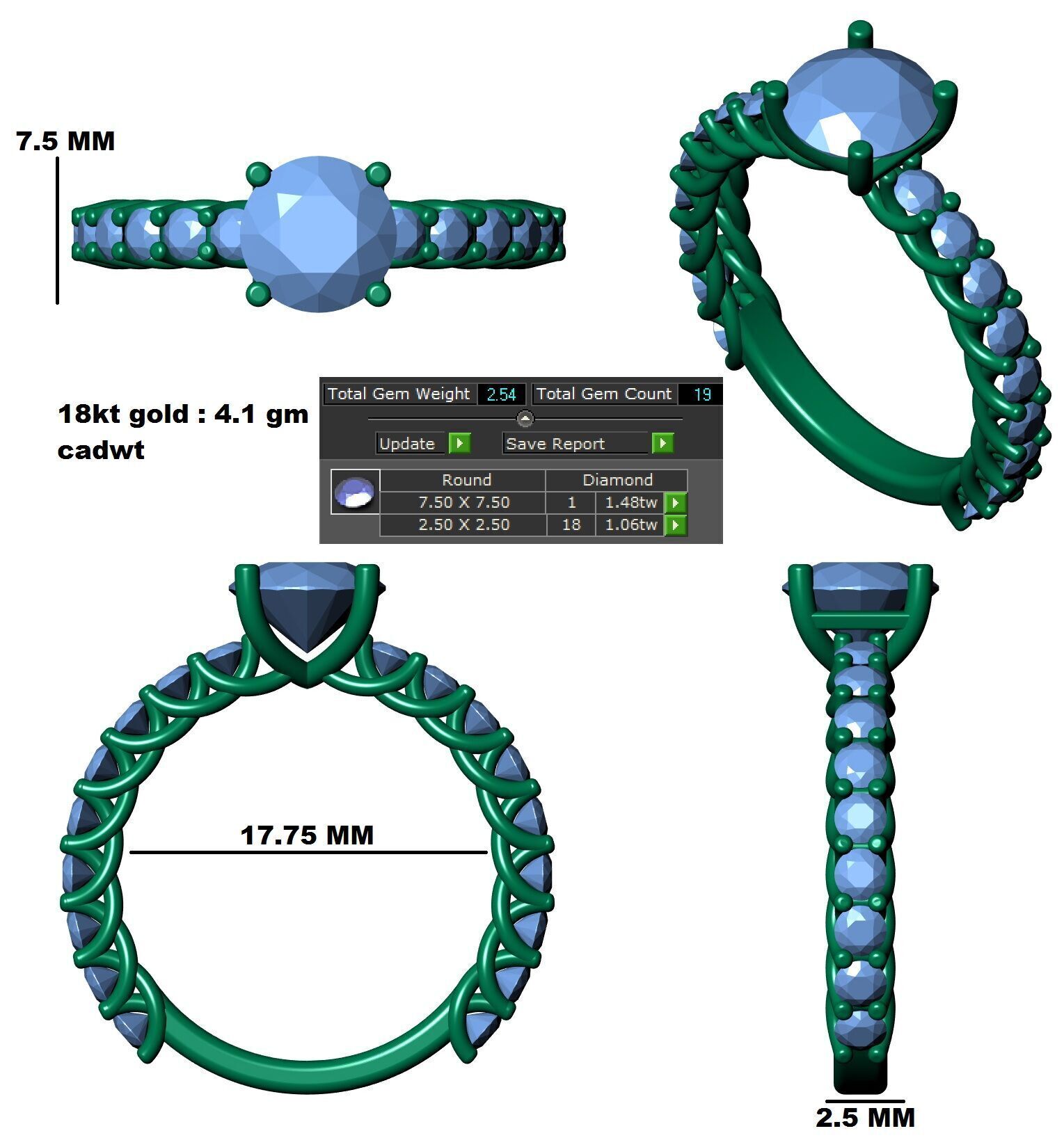 Flower Diamond Ring 3D print model_13