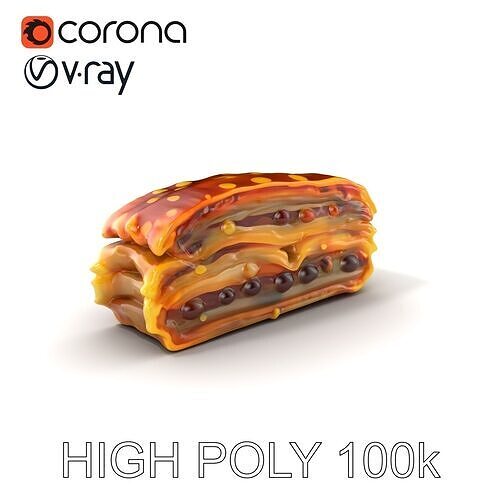 Baklava Pastry Dessert Model Pack Low-poly 3D model 2