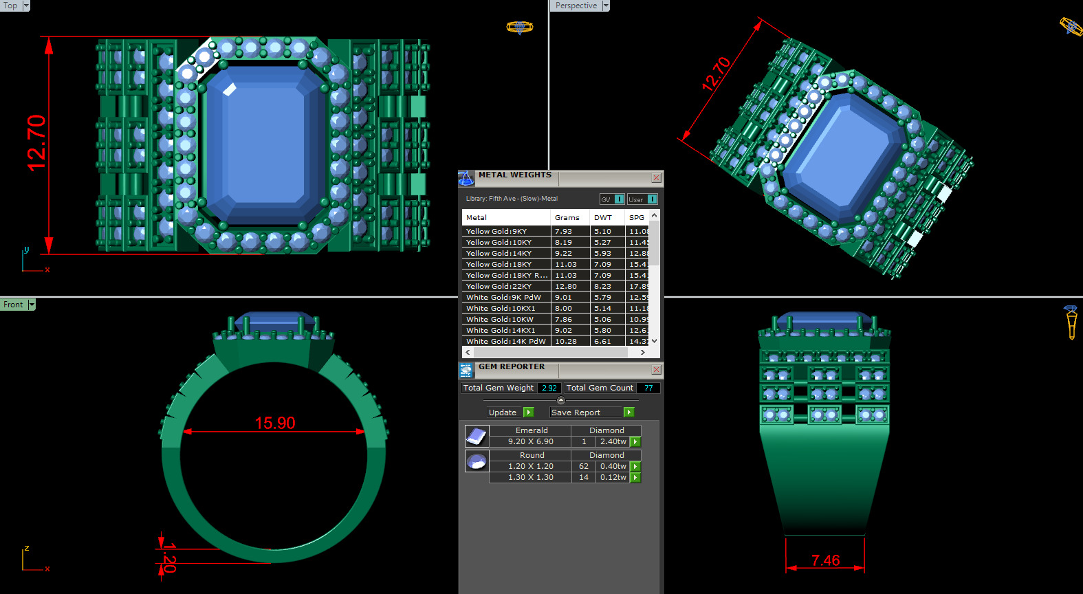 Custom Diamond Ring 3D print model_12