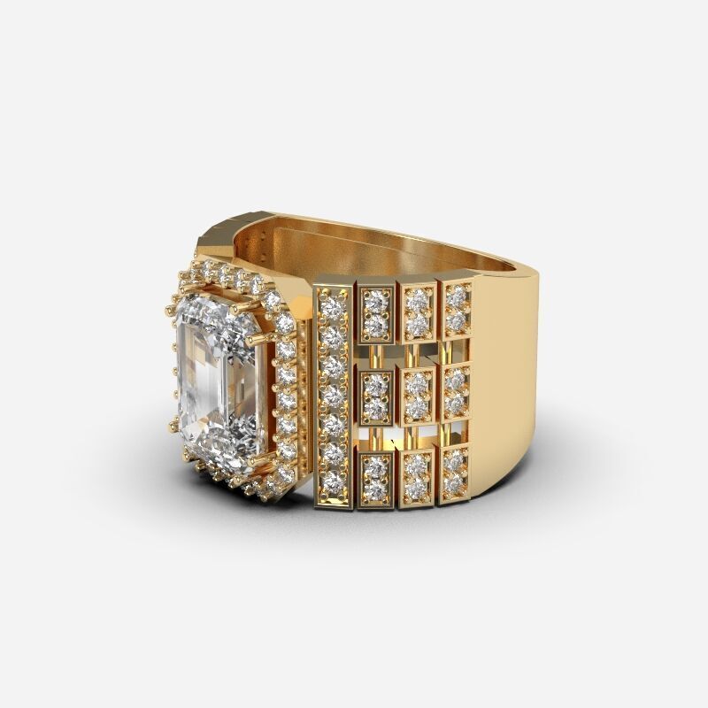 Custom Diamond Ring 3D print model_4