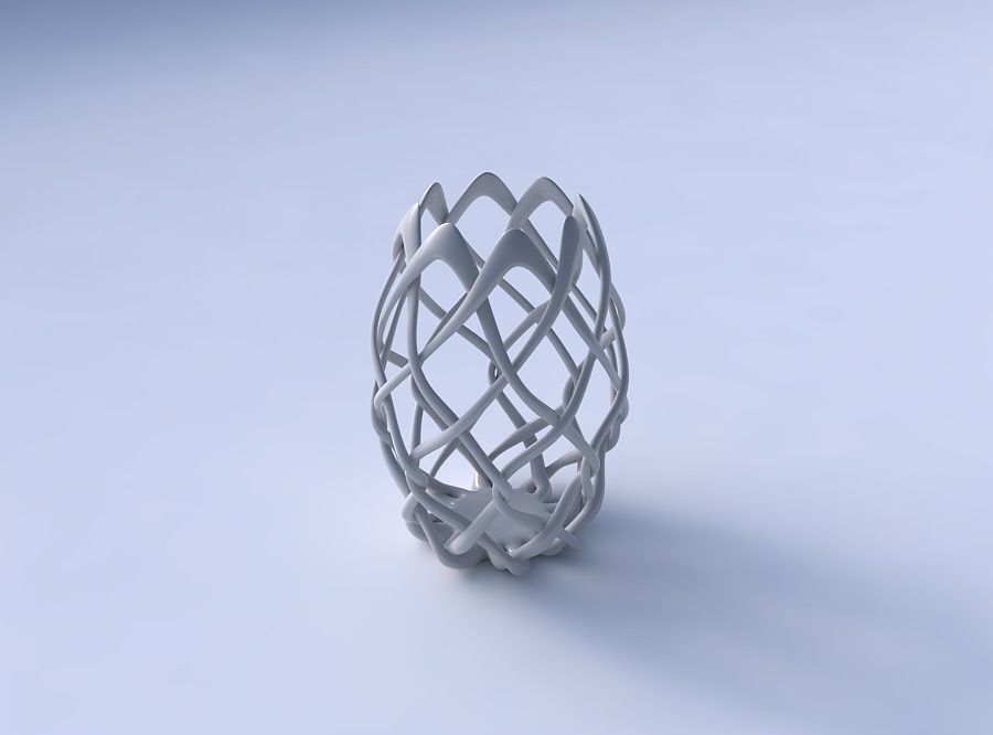 Bowl cylindrical with interlacing fine lattice long neck 3D print model_3