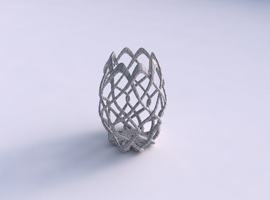 Bowl cylindrical with interlacing fine lattice long neck 3D print model_5