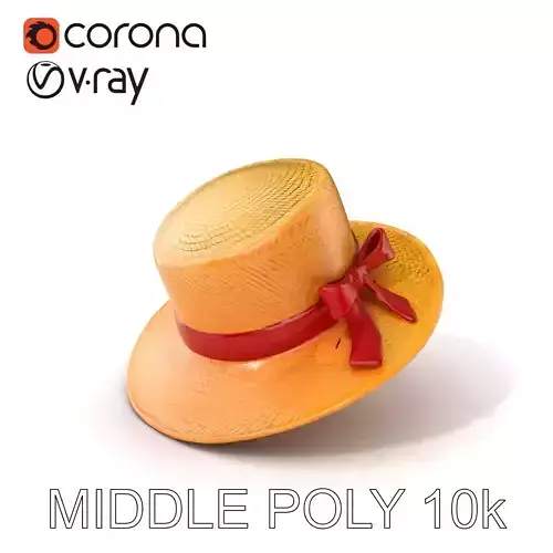 Italian Gondolier Straw Hat Classic Design Model Pack