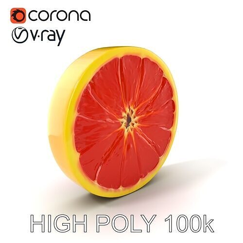 Grapefruit Slice Model with Detailed Veins model pack Low-poly 3D model 2