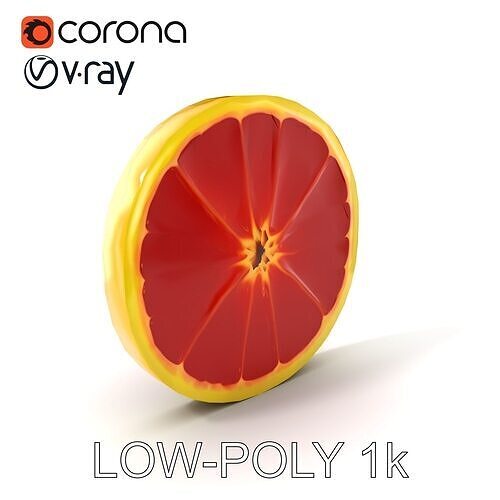 Grapefruit Slice Model with Detailed Veins model pack Low-poly 3D model 5