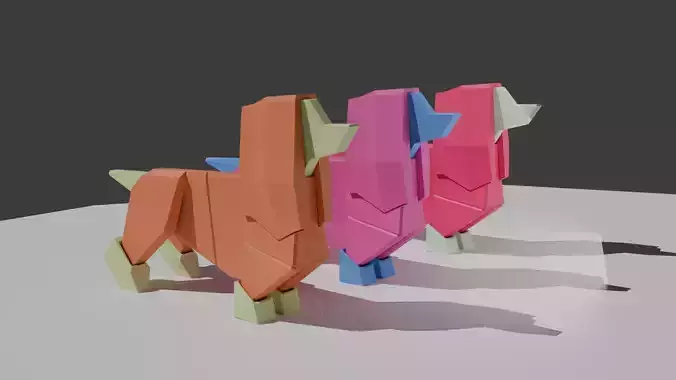 Origami  style and buildable  Dachshund Dog for print
