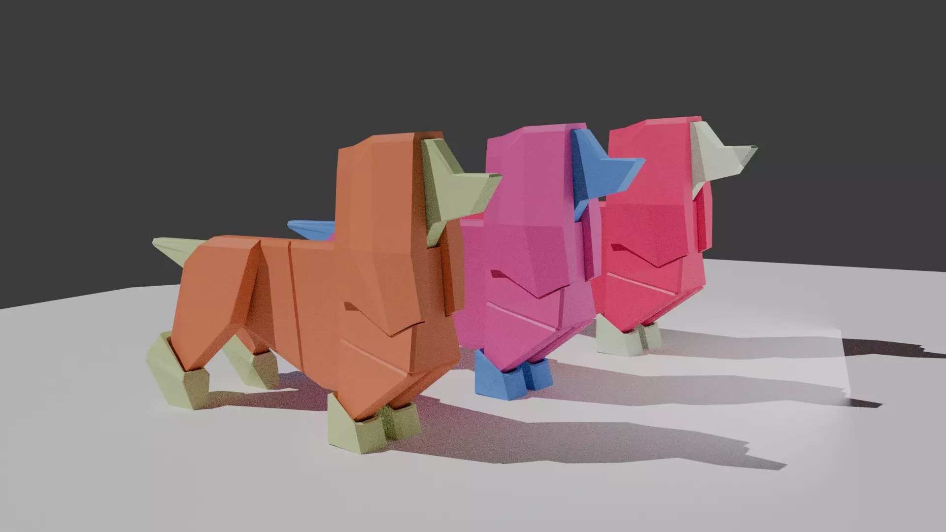 Origami  style and buildable  Dachshund Dog for print 3D model_0