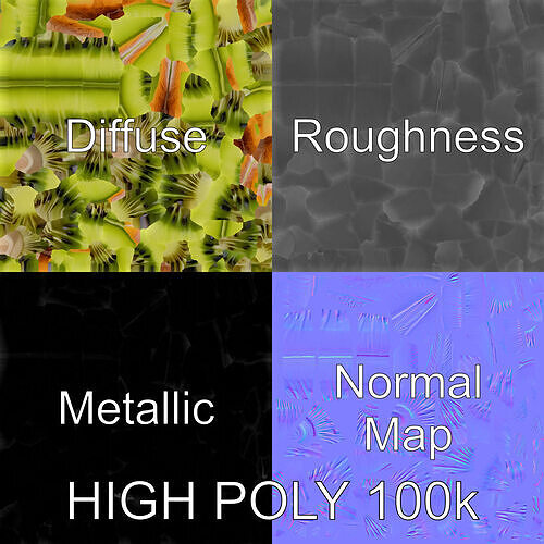 Kiwi Fruit Slice Realistic Model Pack Low-poly 3D model 3