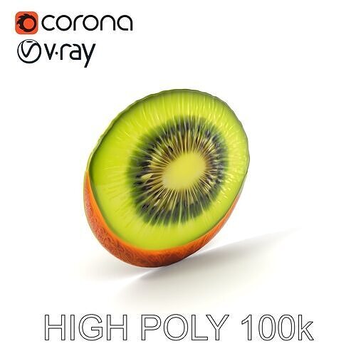 Kiwi Fruit Slice Realistic Model Pack Low-poly 3D model 2
