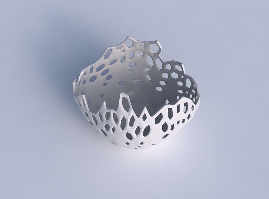 Bowl compressed 3 with smooth crystal skin with holes 3D print model_1