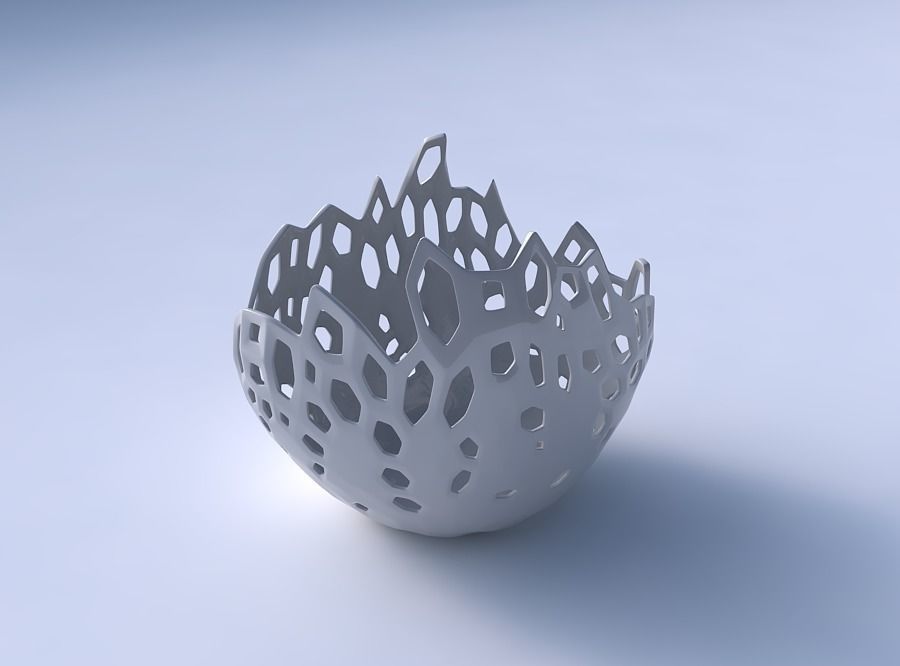 Bowl compressed 3 with smooth crystal skin with holes 3D print model_3