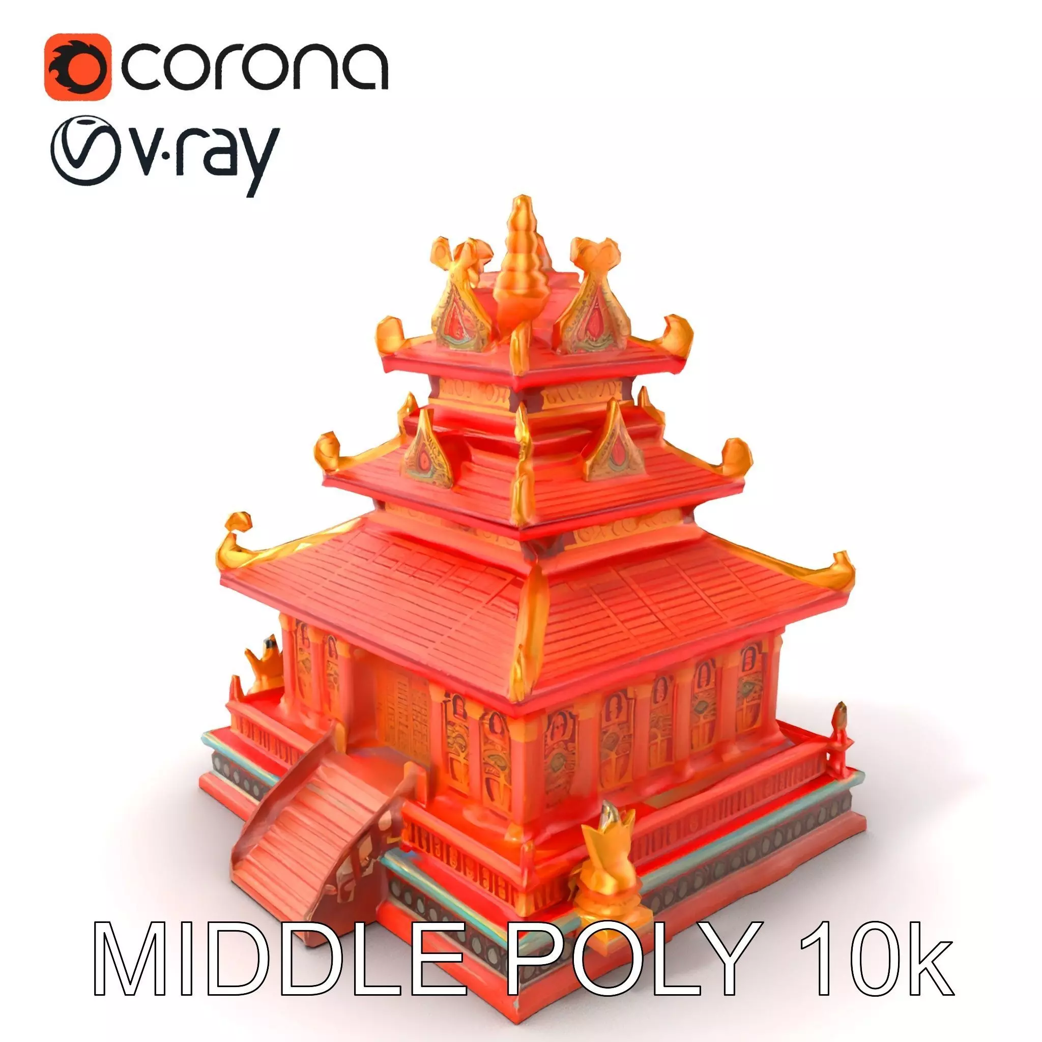 Buddhist Temple Vibrant Realism Model Pack Low-poly 3D model