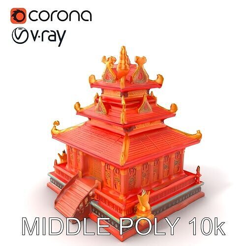 Buddhist Temple Vibrant Realism Model Pack Low-poly 3D model