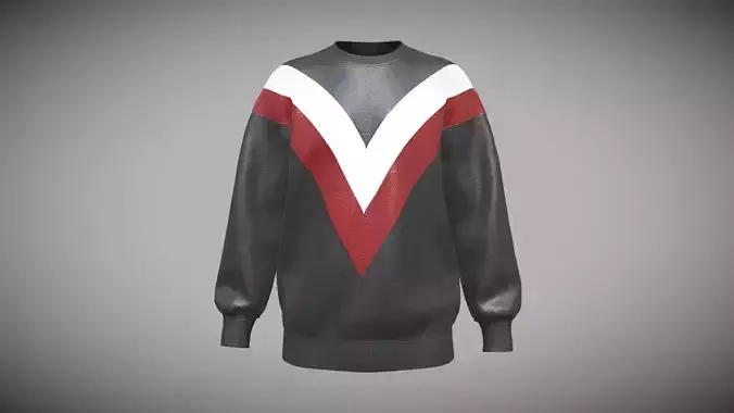Mens Black Sweat Shirt  In Low Poly