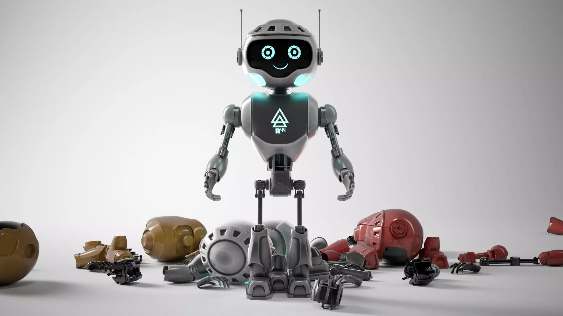 R44 - Futuristic Companion Robot Low-poly 3D model