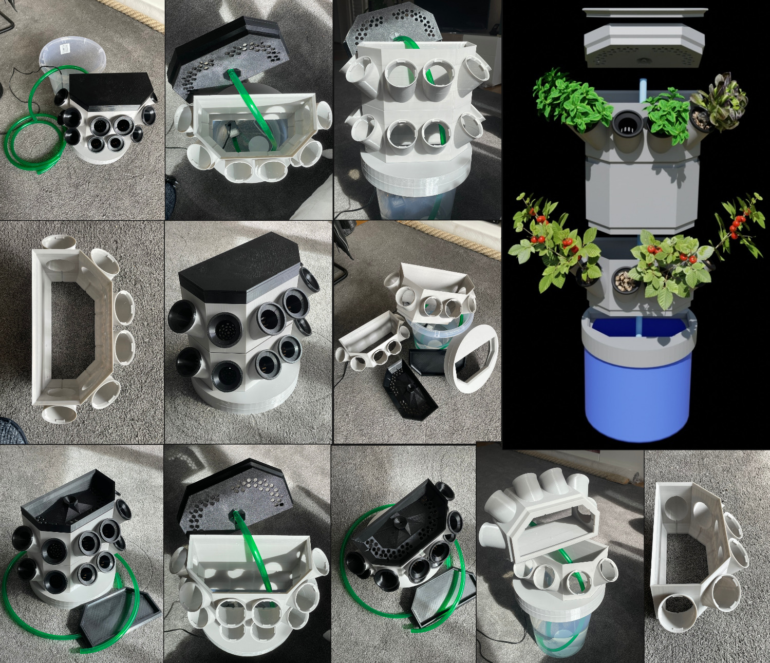 Hydroponic Tower - Quadratic 3D print model_4