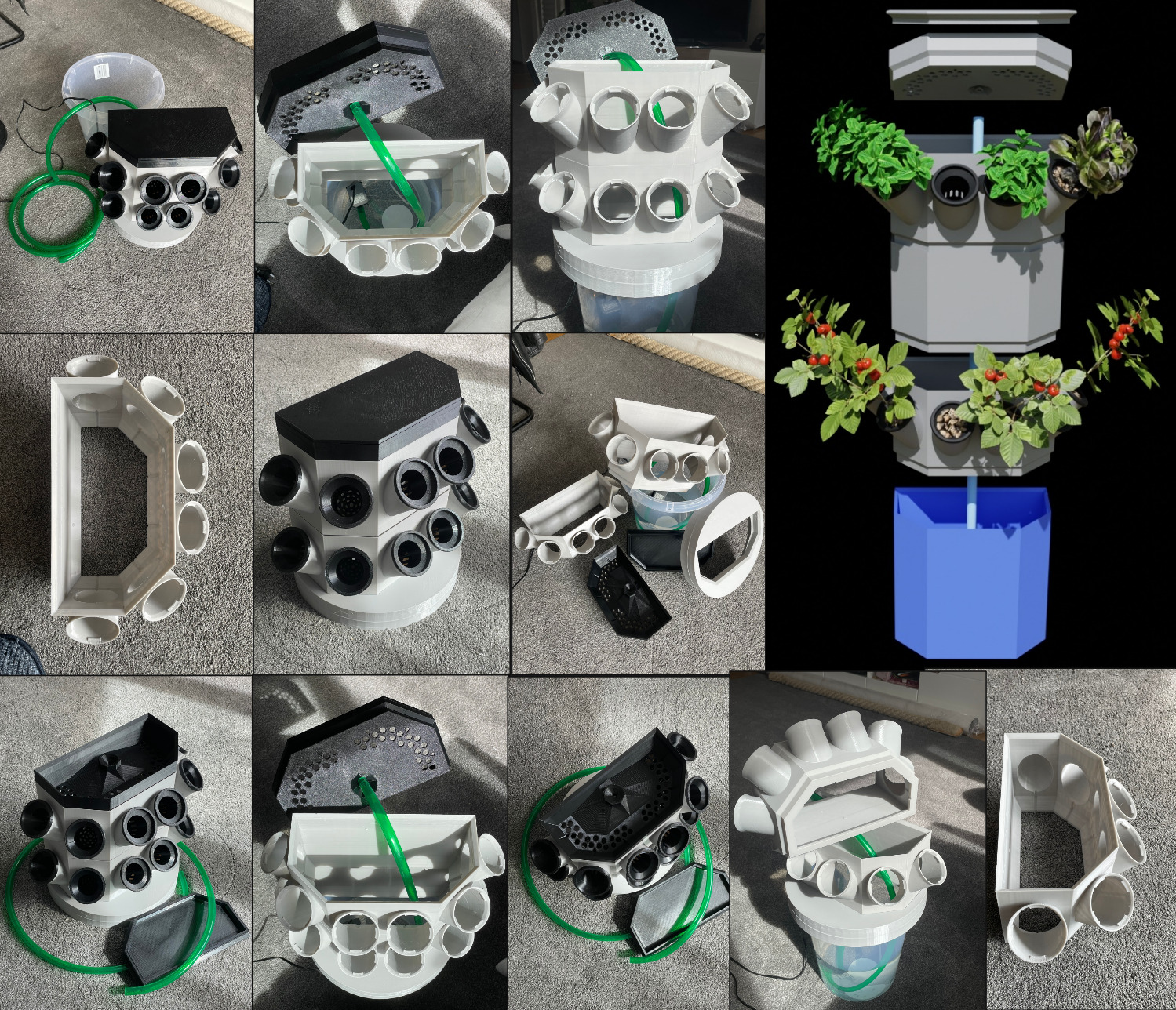 Hydroponic Tower - Quadratic 3D print model_3