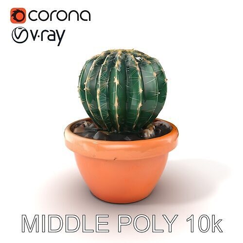 Opuntia Cactus in Clay Pot model pack Low-poly 3D model