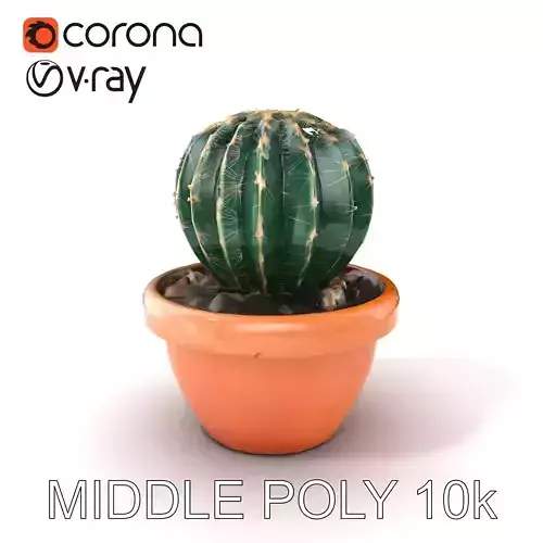 Opuntia Cactus in Clay Pot model pack Low-poly 3D model