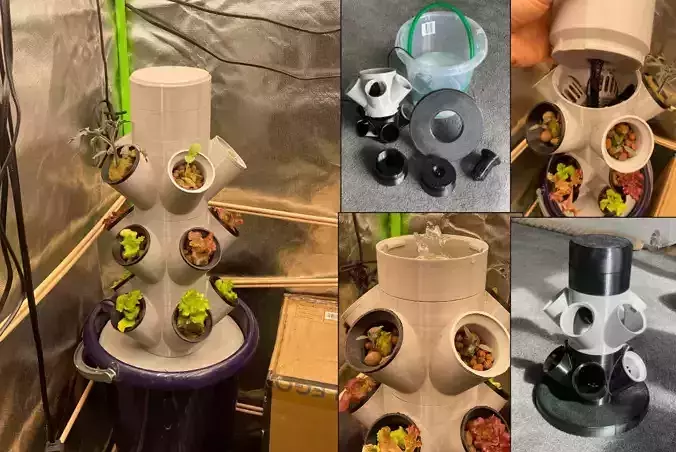 Hydroponic Tower - Round 3D print model
