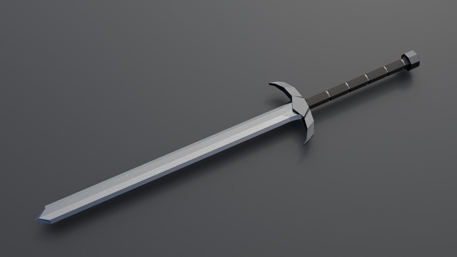 Battle sword Low-poly 3D model_1