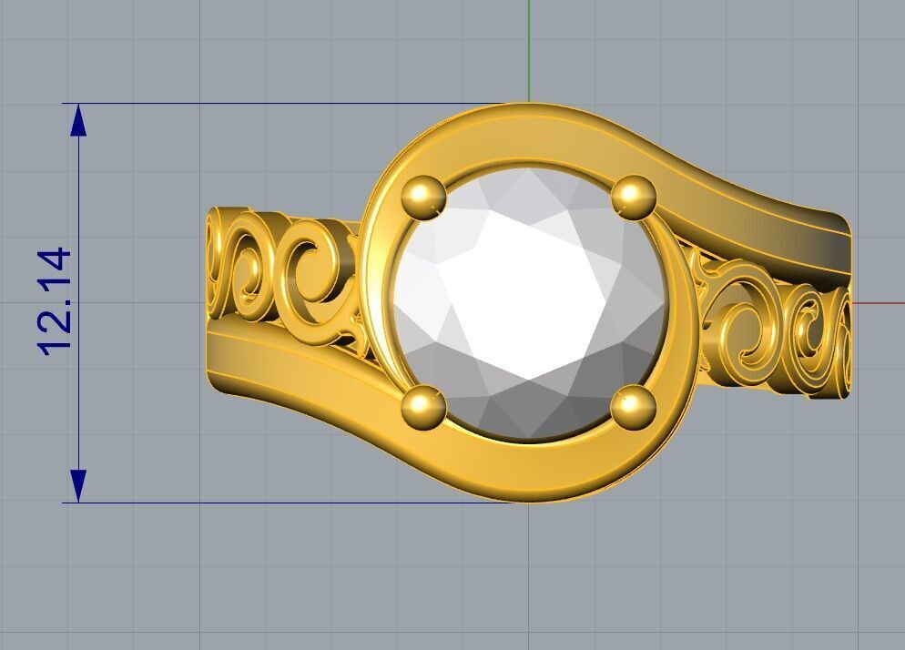 Single Gemstone Solitaire Ring 3D print model_2