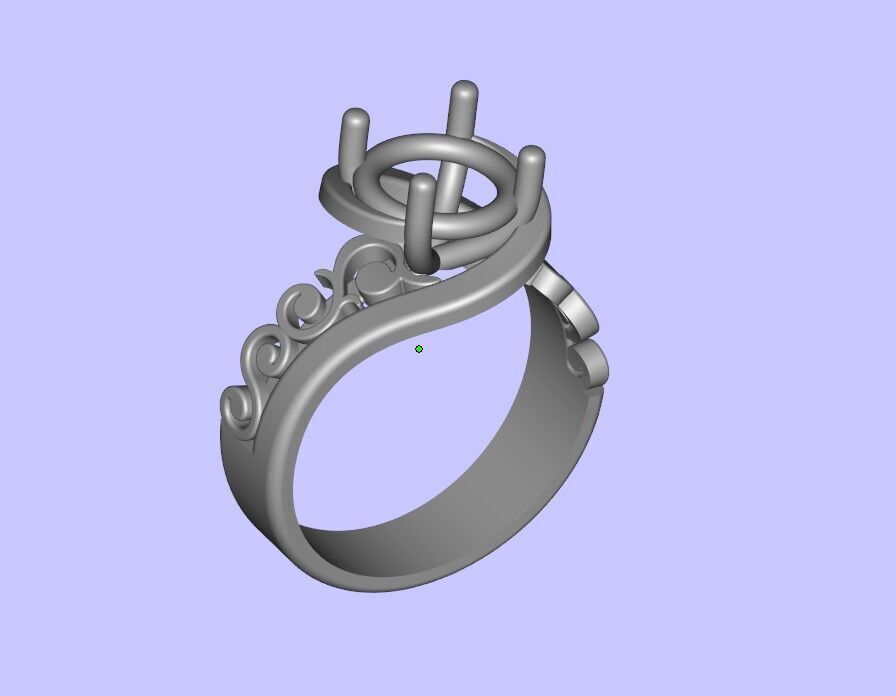 Single Gemstone Solitaire Ring 3D print model_1