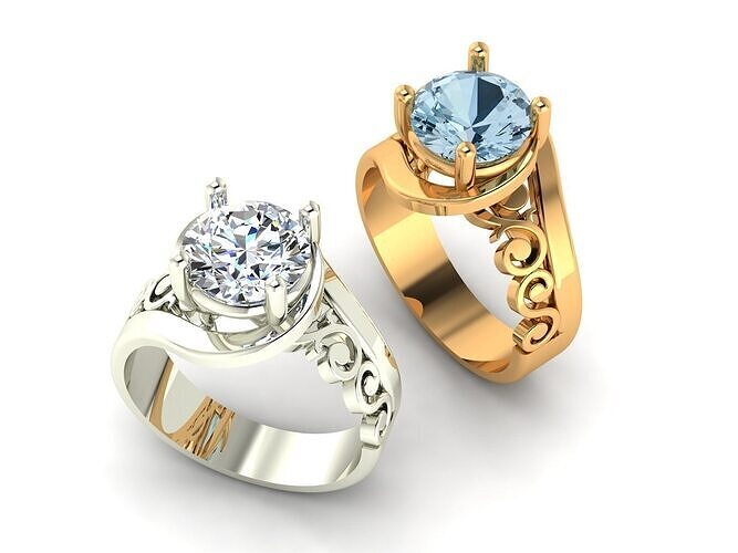 Single Gemstone Solitaire Ring 3D print model