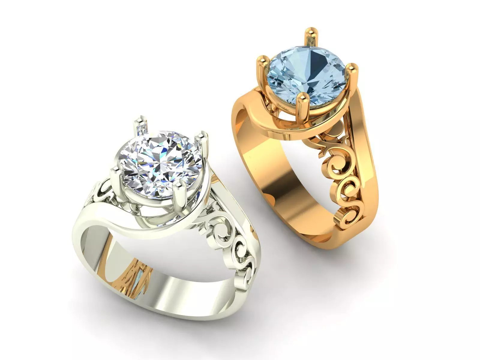Single Gemstone Solitaire Ring 3D print model_0