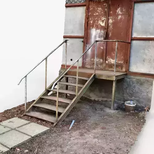 3D scan of Rusty metal stairs to old door industrial building Low-poly 3D model