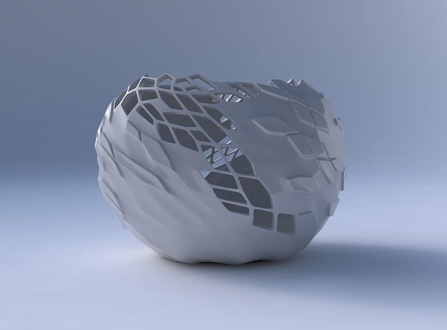 Bowl compressed 2 with twisted reptile skin with holes 3D print model_4