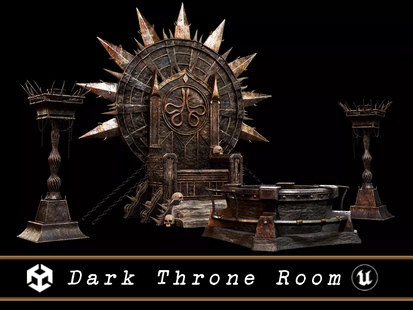 Dark Throne Room Pack 3D Model Collection_0