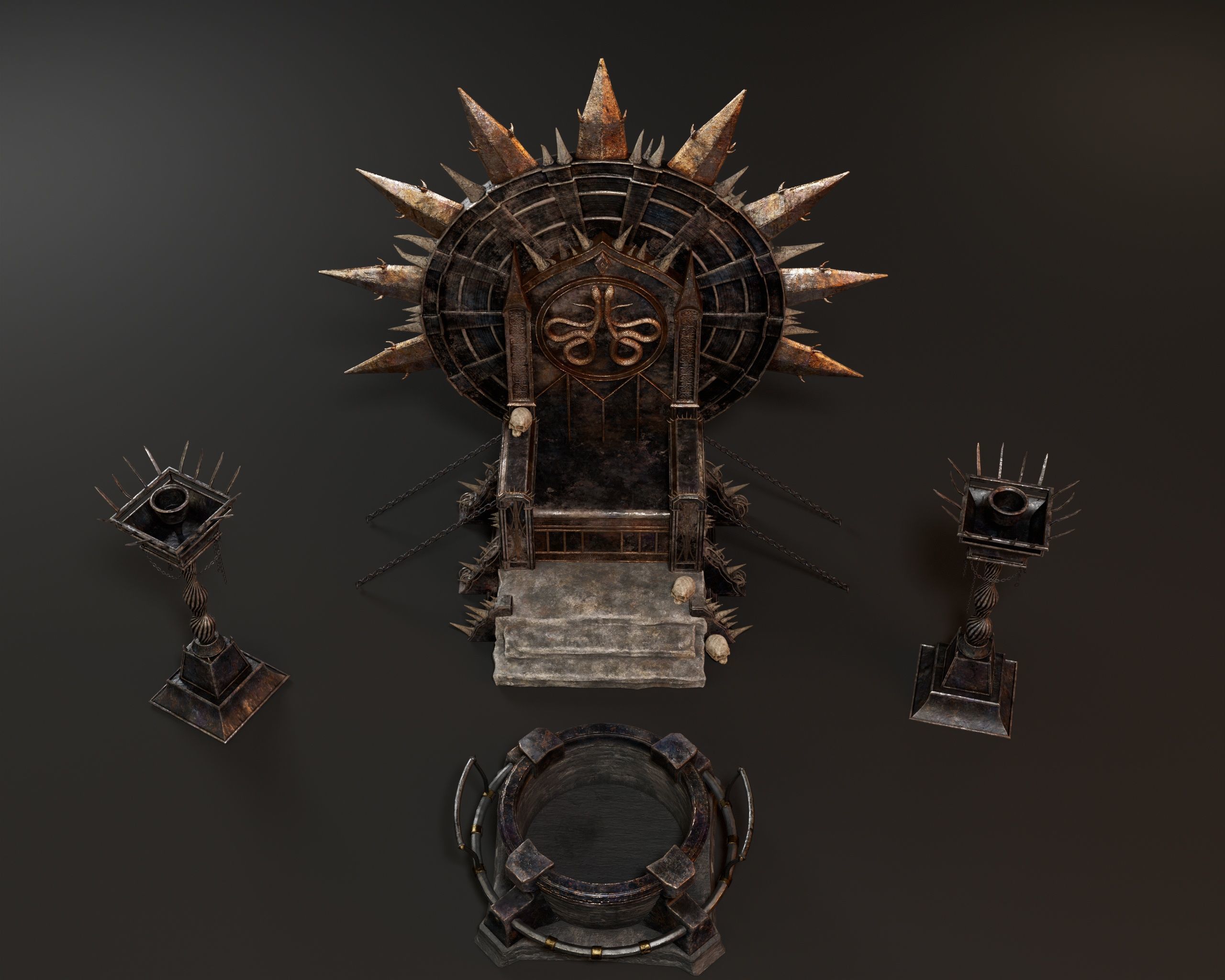 Dark Throne Room Pack 3D Model Collection_12
