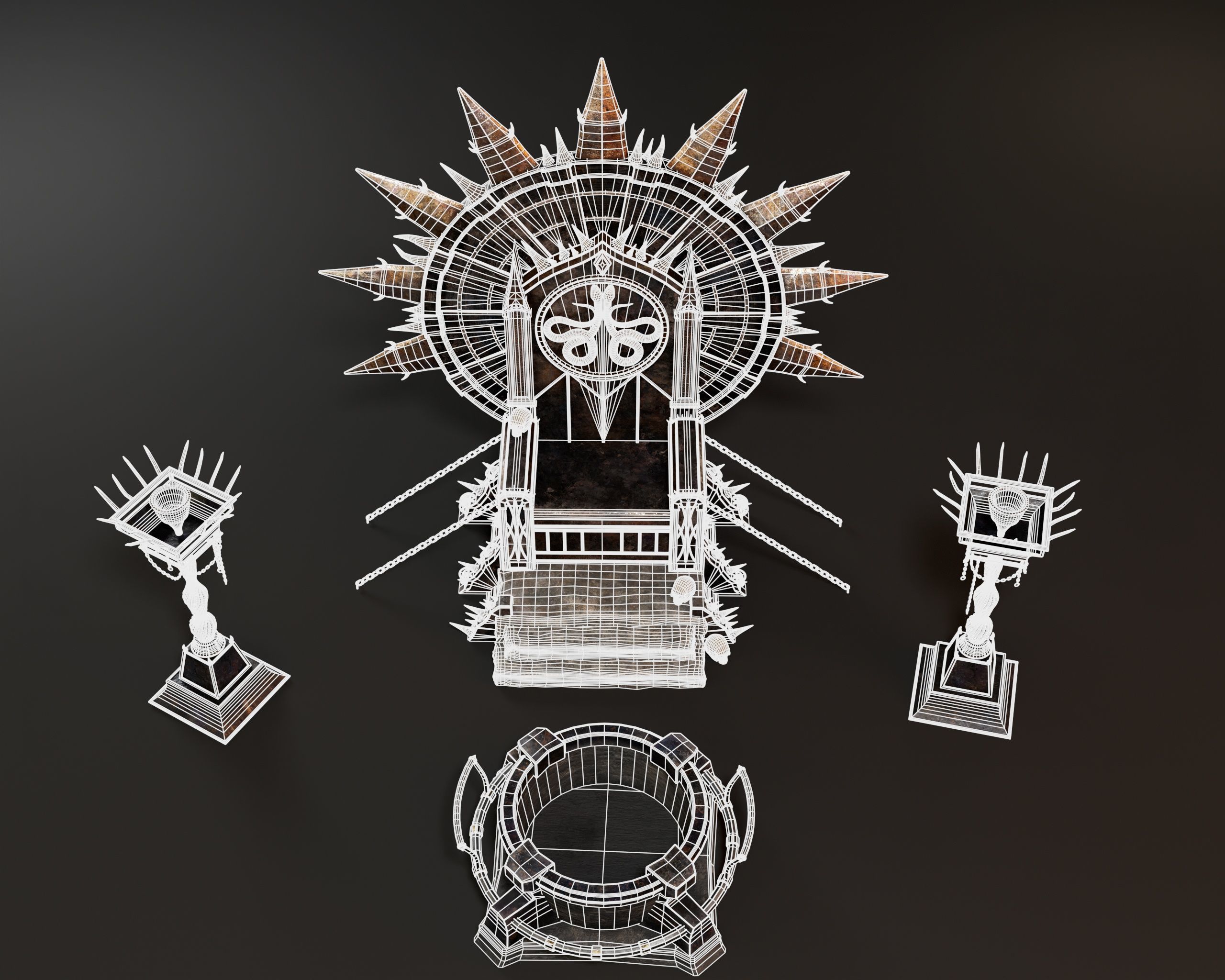 Dark Throne Room Pack 3D Model Collection_13