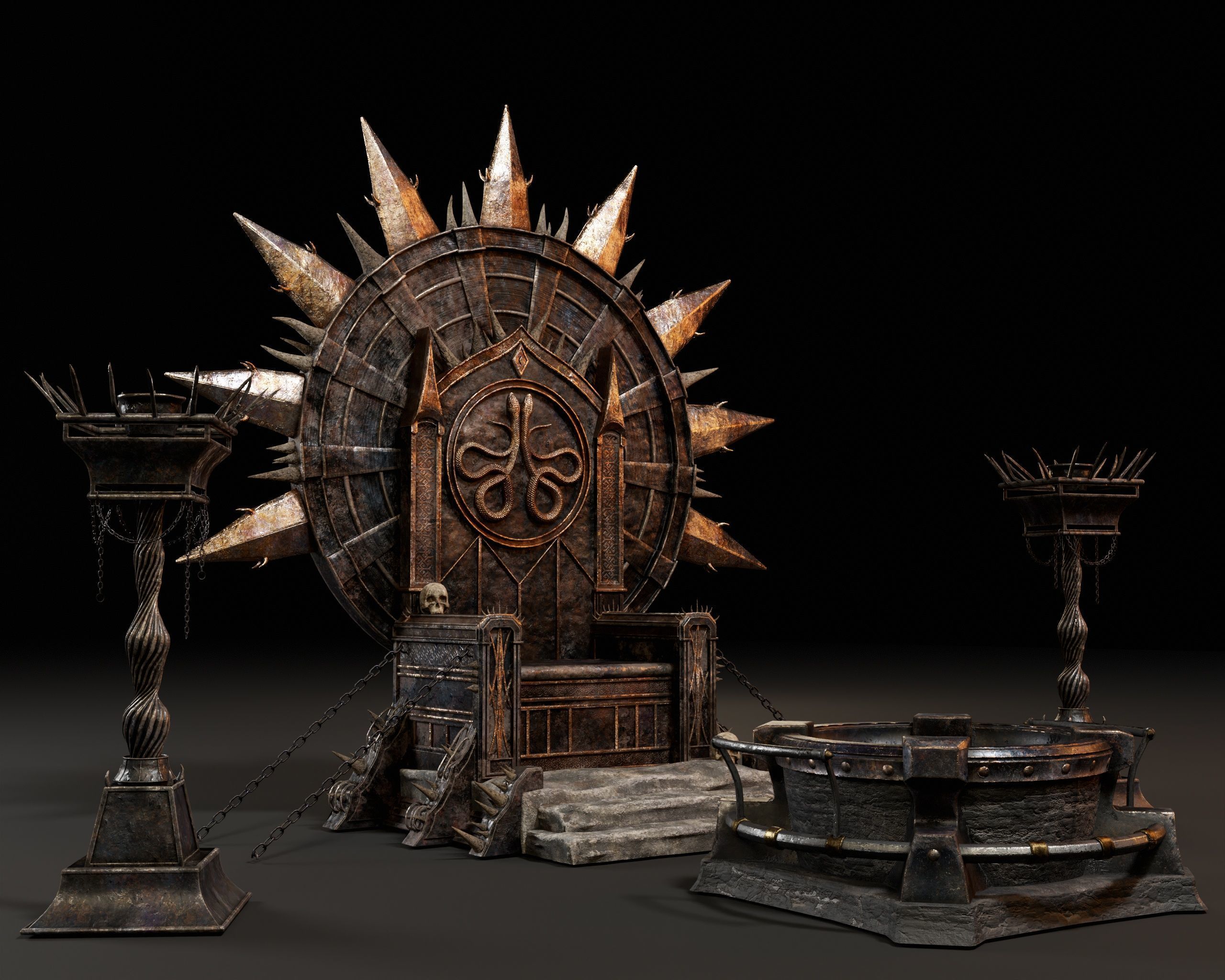 Dark Throne Room Pack 3D Model Collection_8