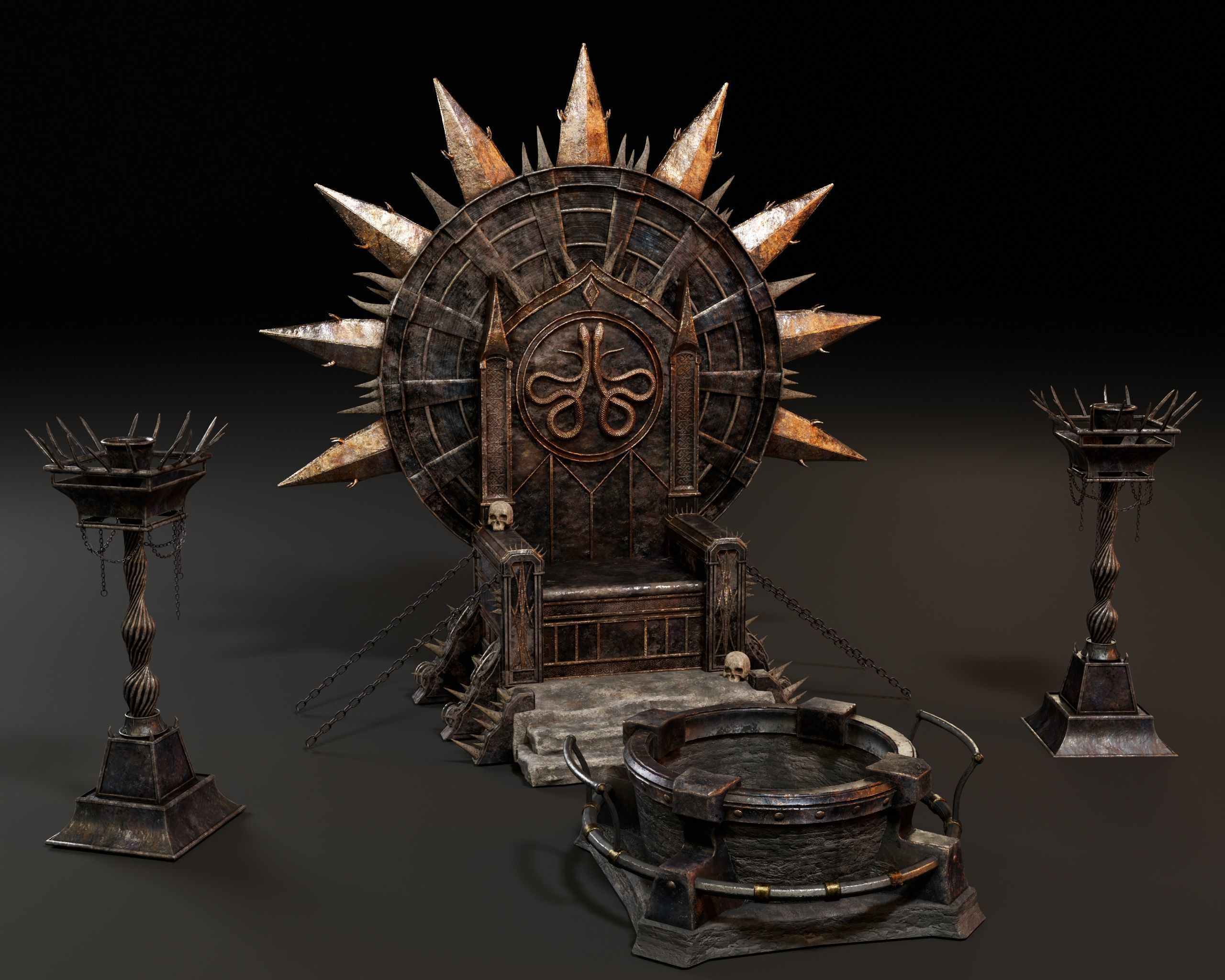 Dark Throne Room Pack 3D Model Collection_6
