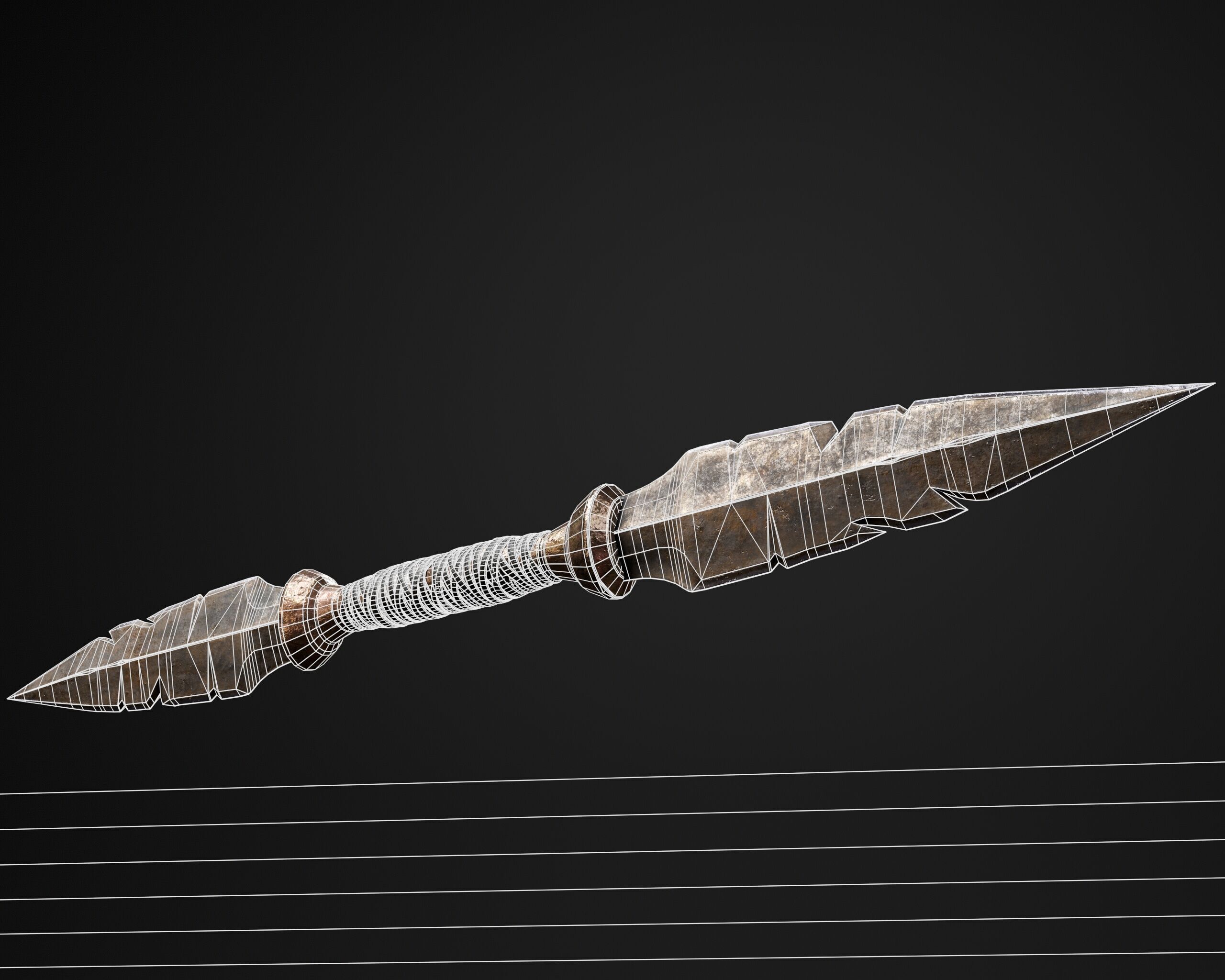 Double Spearhead Knife Low-poly 3D model_9