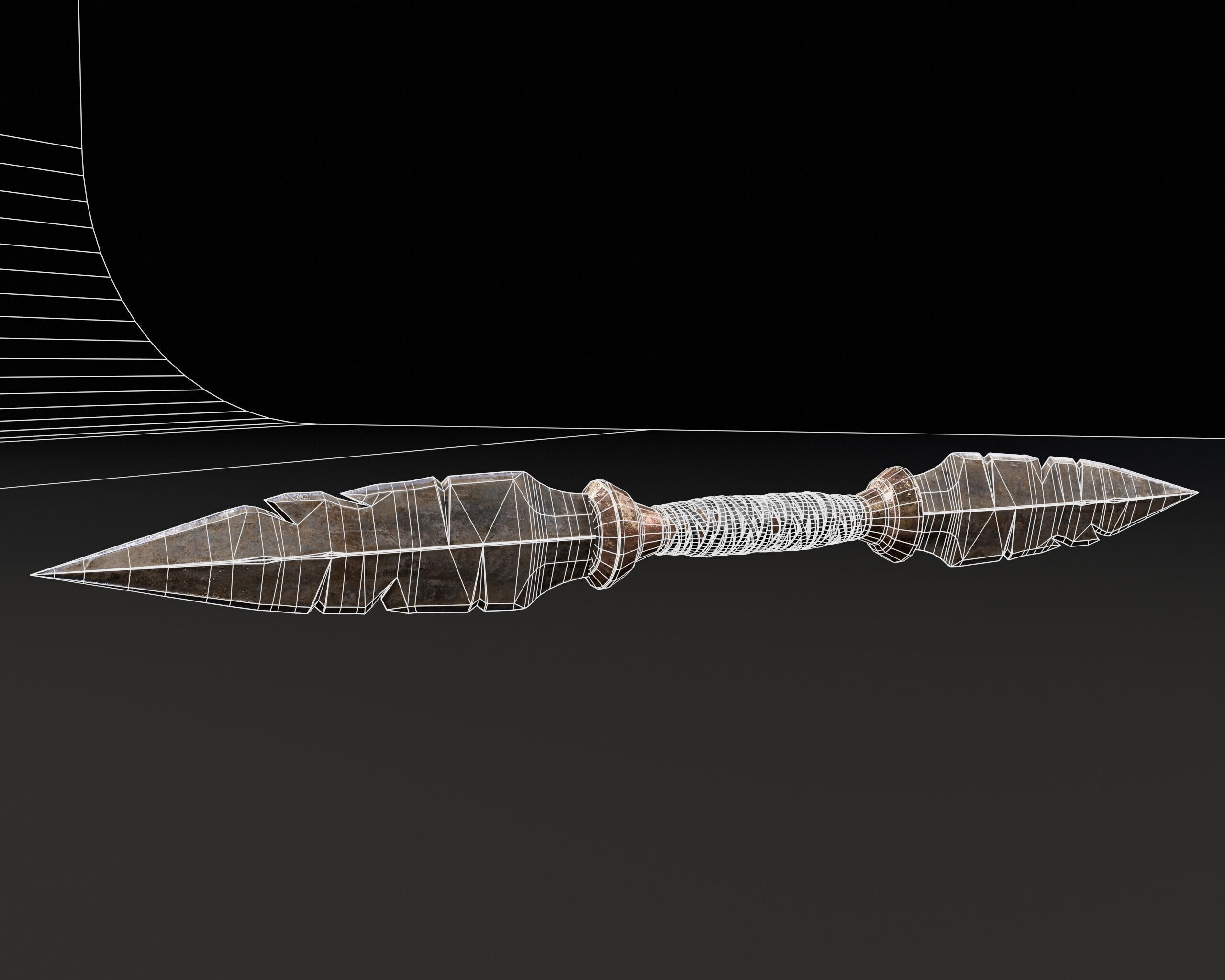 Double Spearhead Knife Low-poly 3D model_5