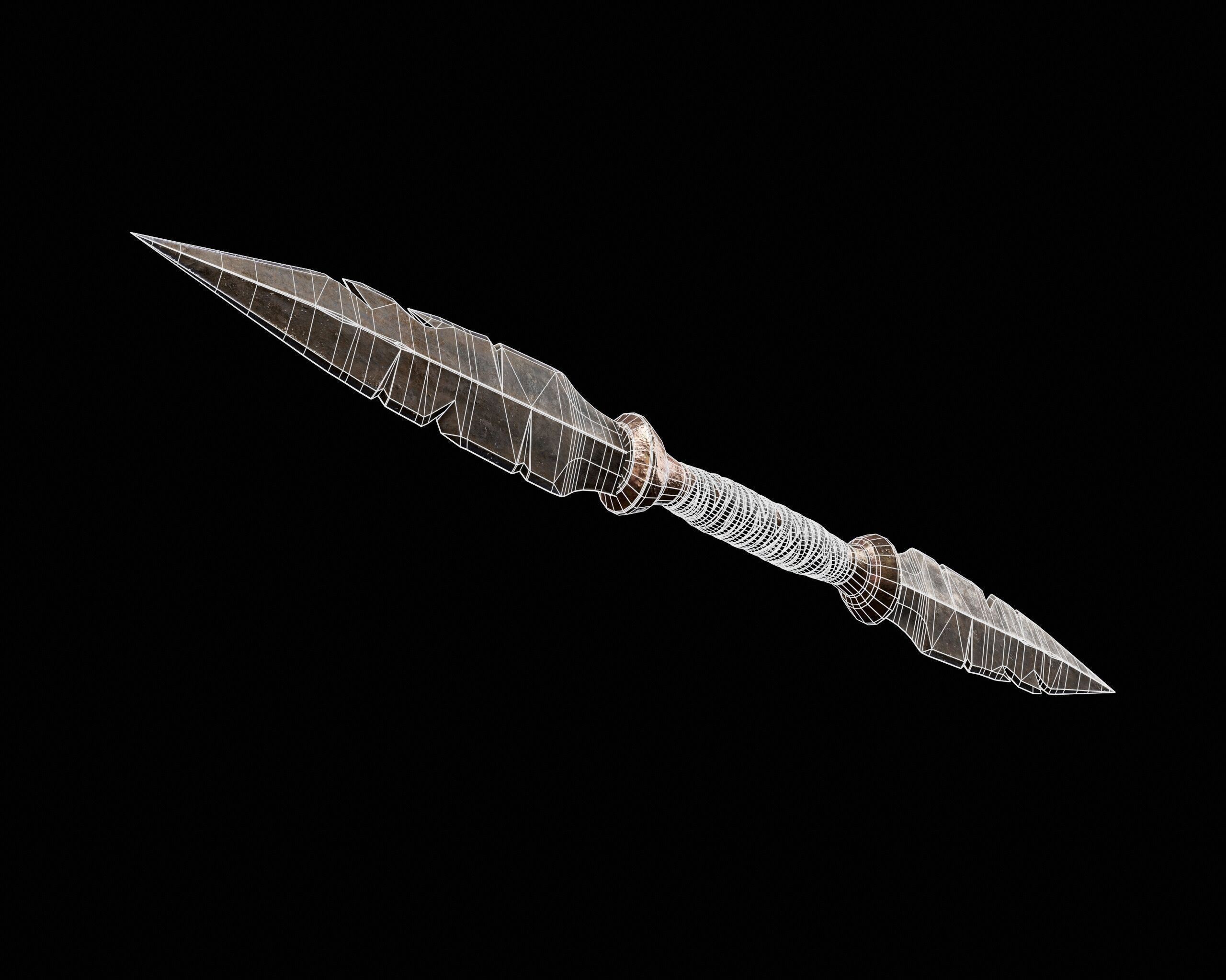 Double Spearhead Knife Low-poly 3D model_7