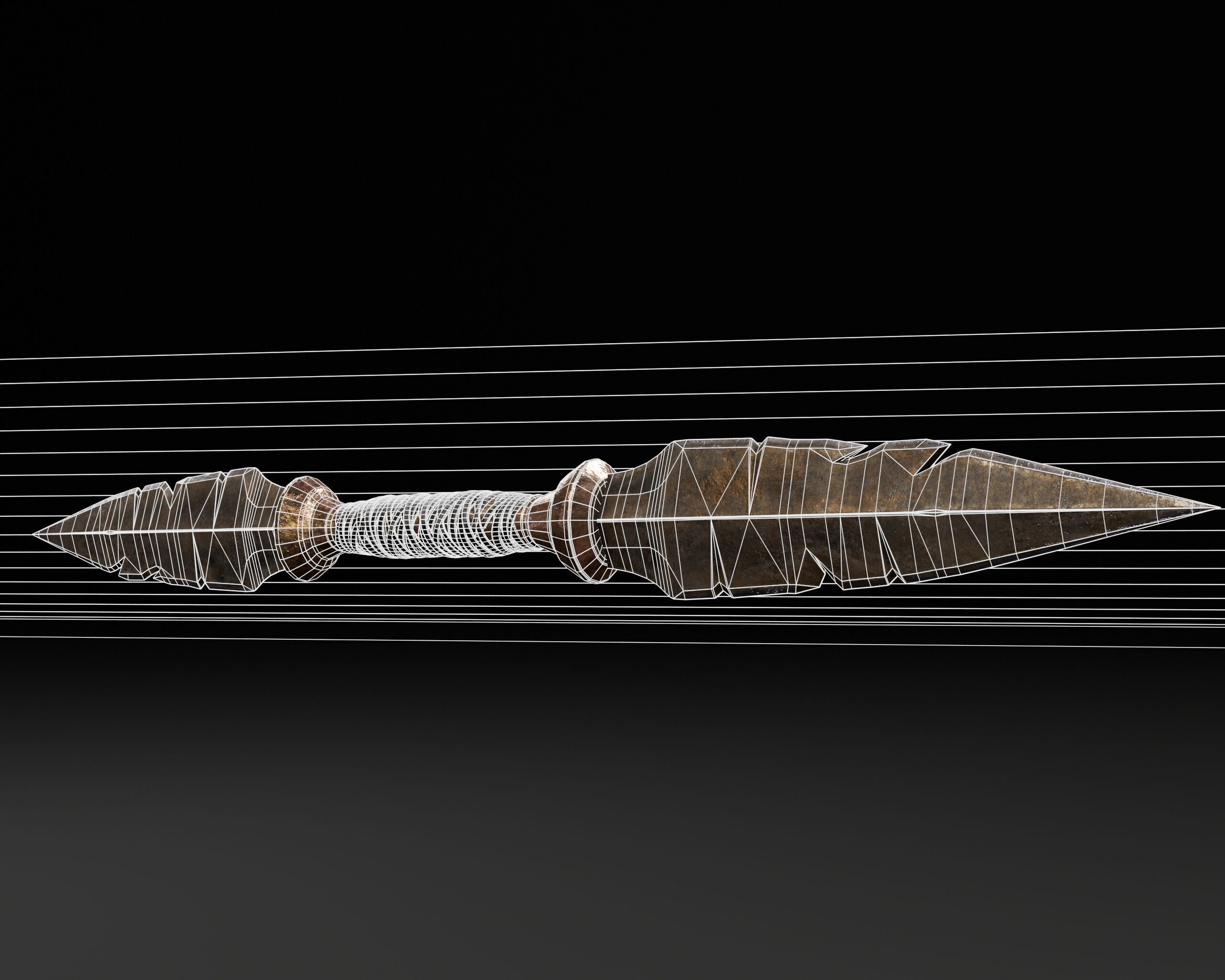 Double Spearhead Knife Low-poly 3D model_13