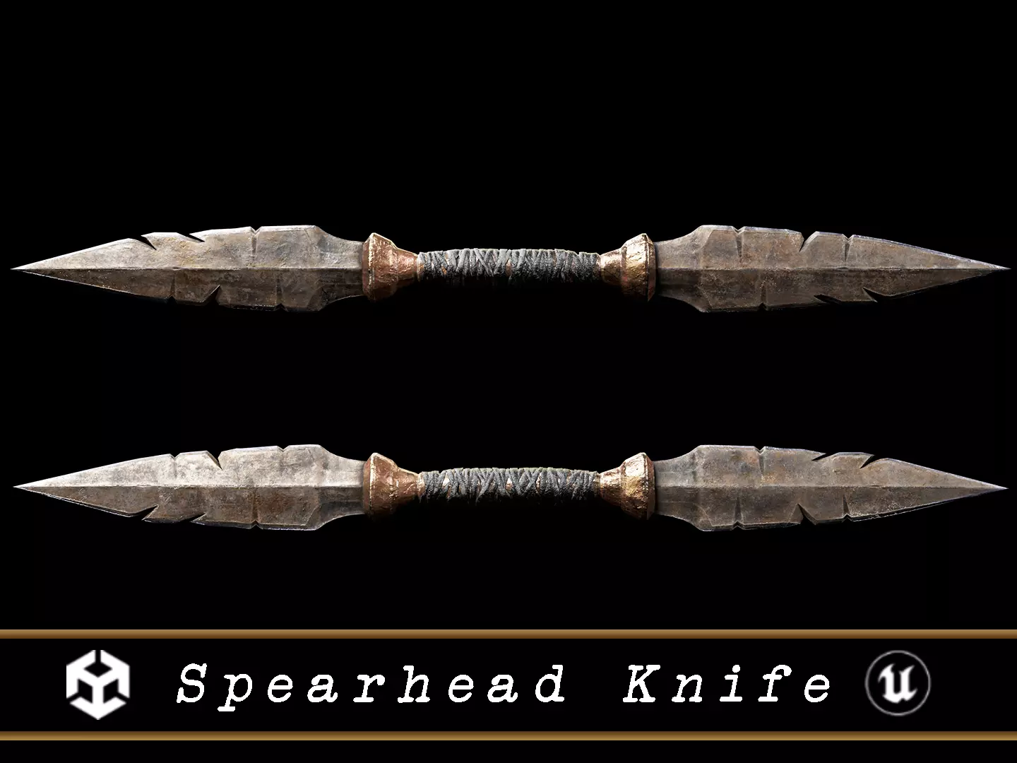 Double Spearhead Knife Low-poly 3D model_0