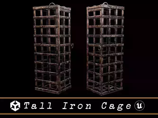 Dungeon Tall Iron Cage Low-poly 3D model