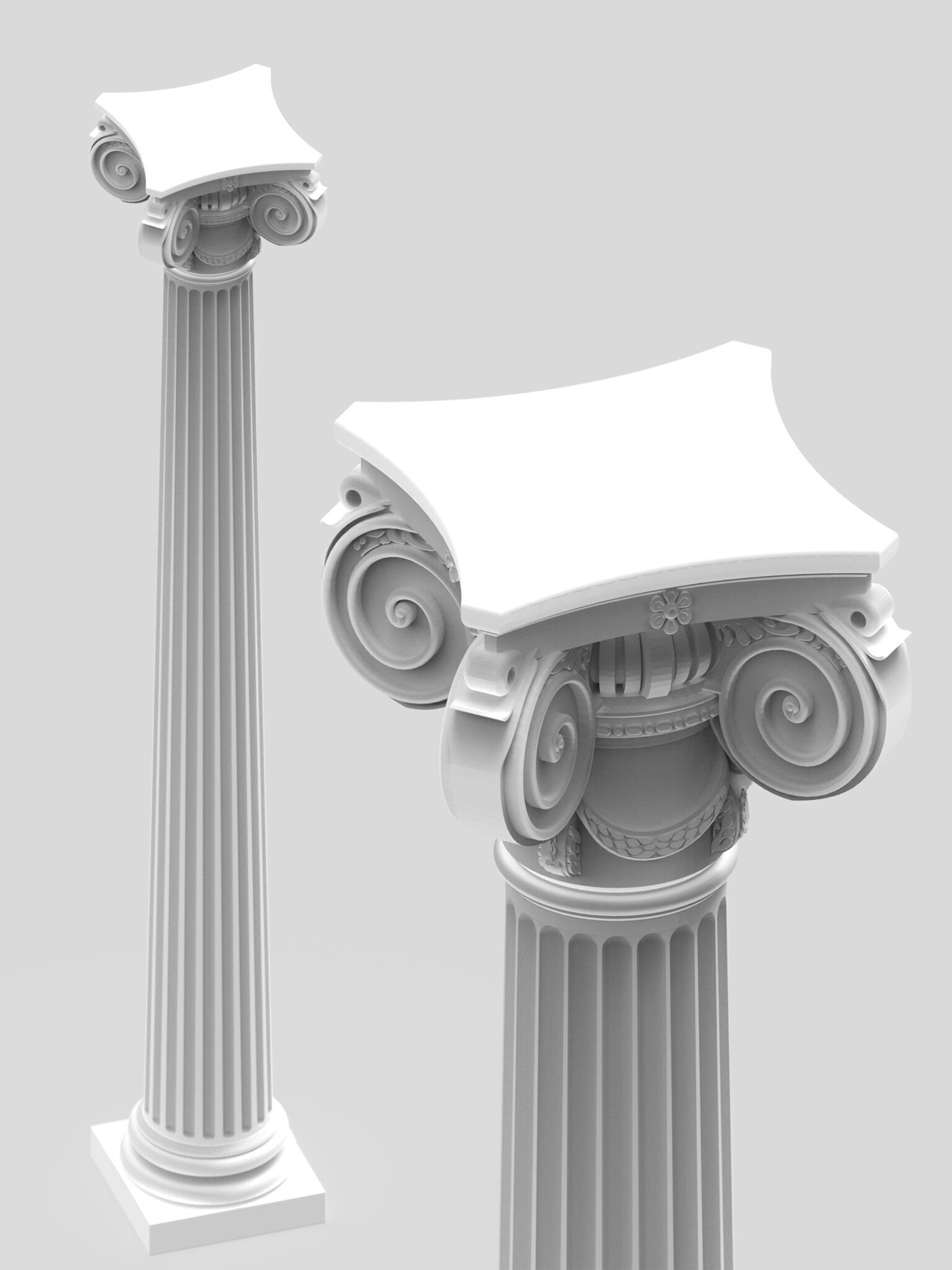 Roman Ionic Column with Angled Volutes 3D print model_1