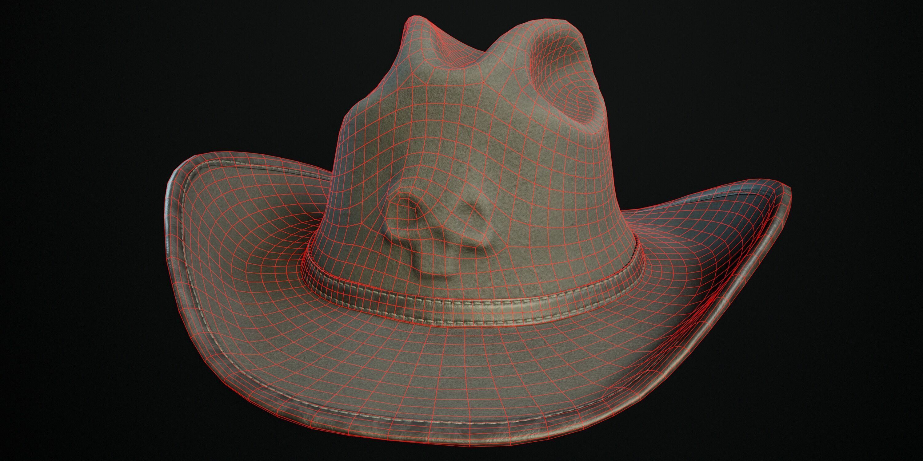 Cowboy Hat PBR Low-poly 3D model_7