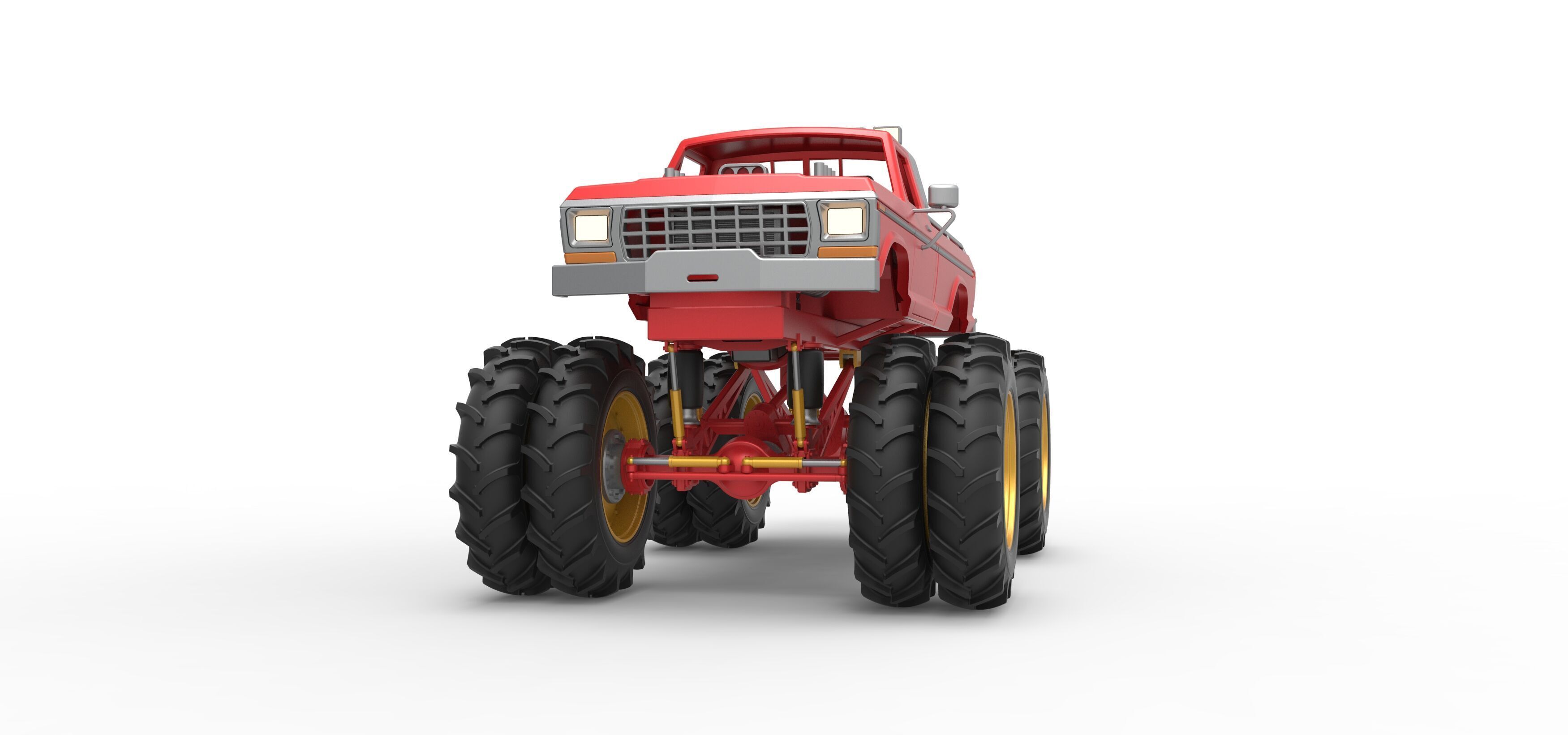 Vintage Monster Truck with double wheels Scale 1 to 25 3D print model_6