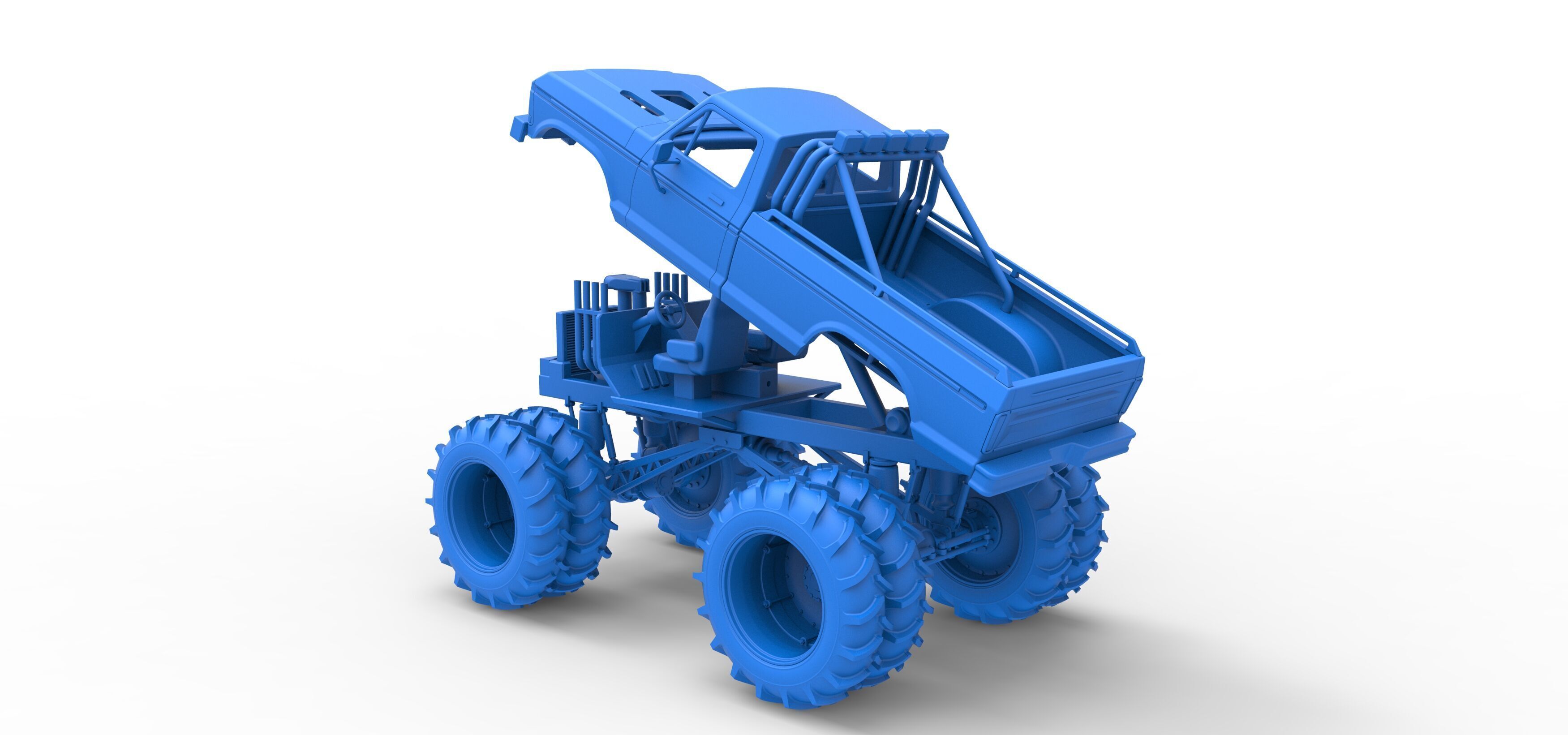 Vintage Monster Truck with double wheels Scale 1 to 25 3D print model_47