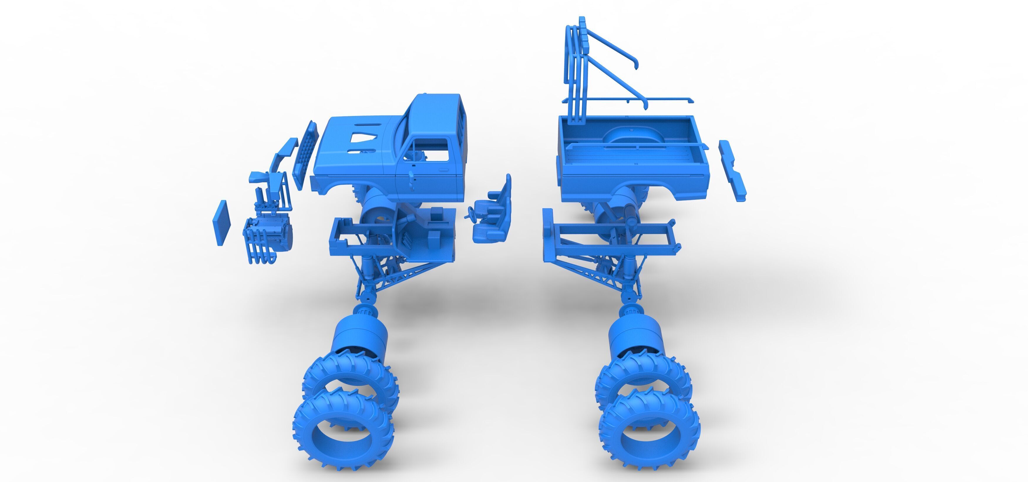 Vintage Monster Truck with double wheels Scale 1 to 25 3D print model_53