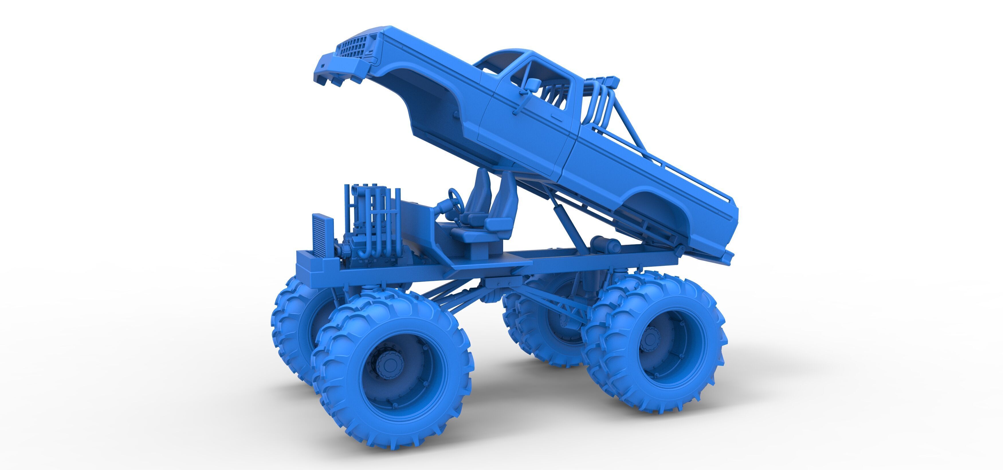 Vintage Monster Truck with double wheels Scale 1 to 25 3D print model_40