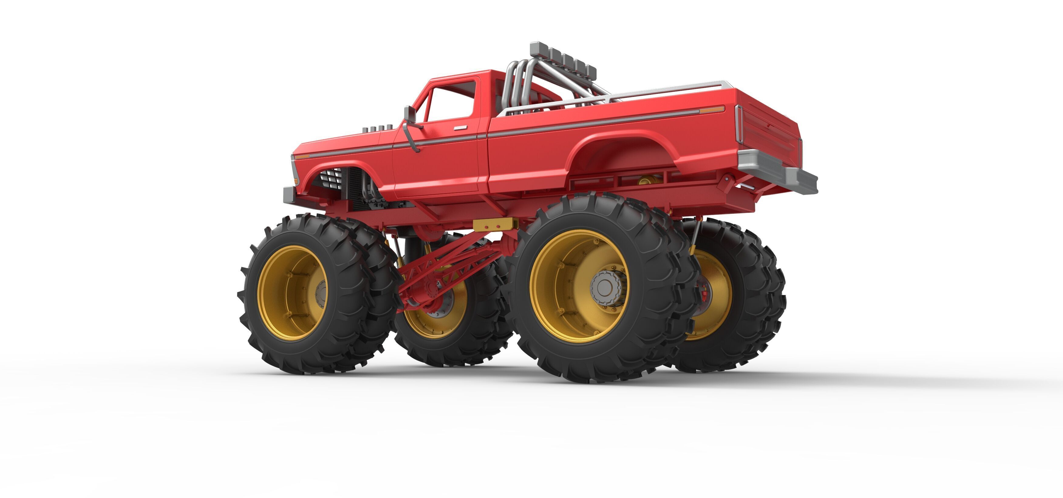 Vintage Monster Truck with double wheels Scale 1 to 25 3D print model_13