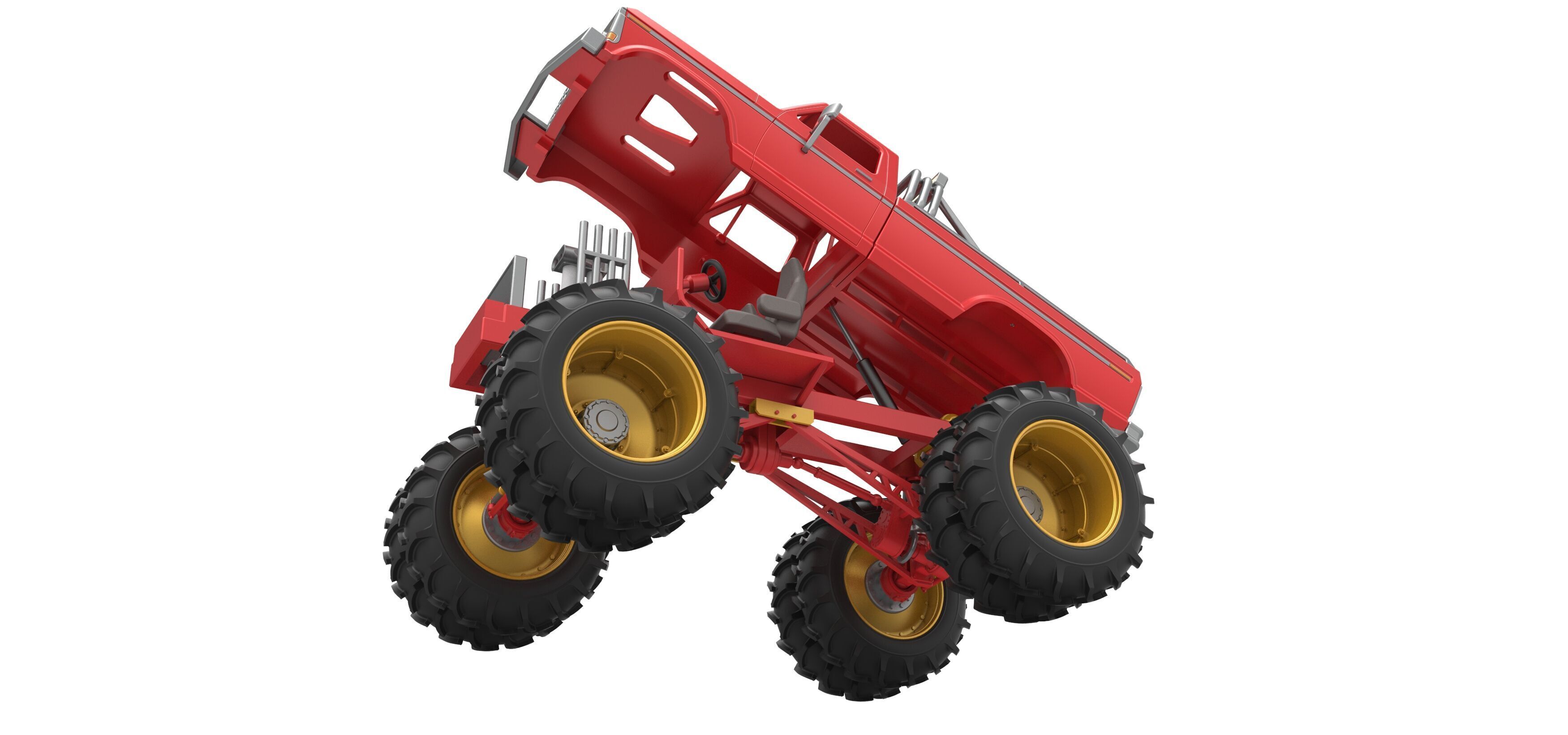 Vintage Monster Truck with double wheels Scale 1 to 25 3D print model_20